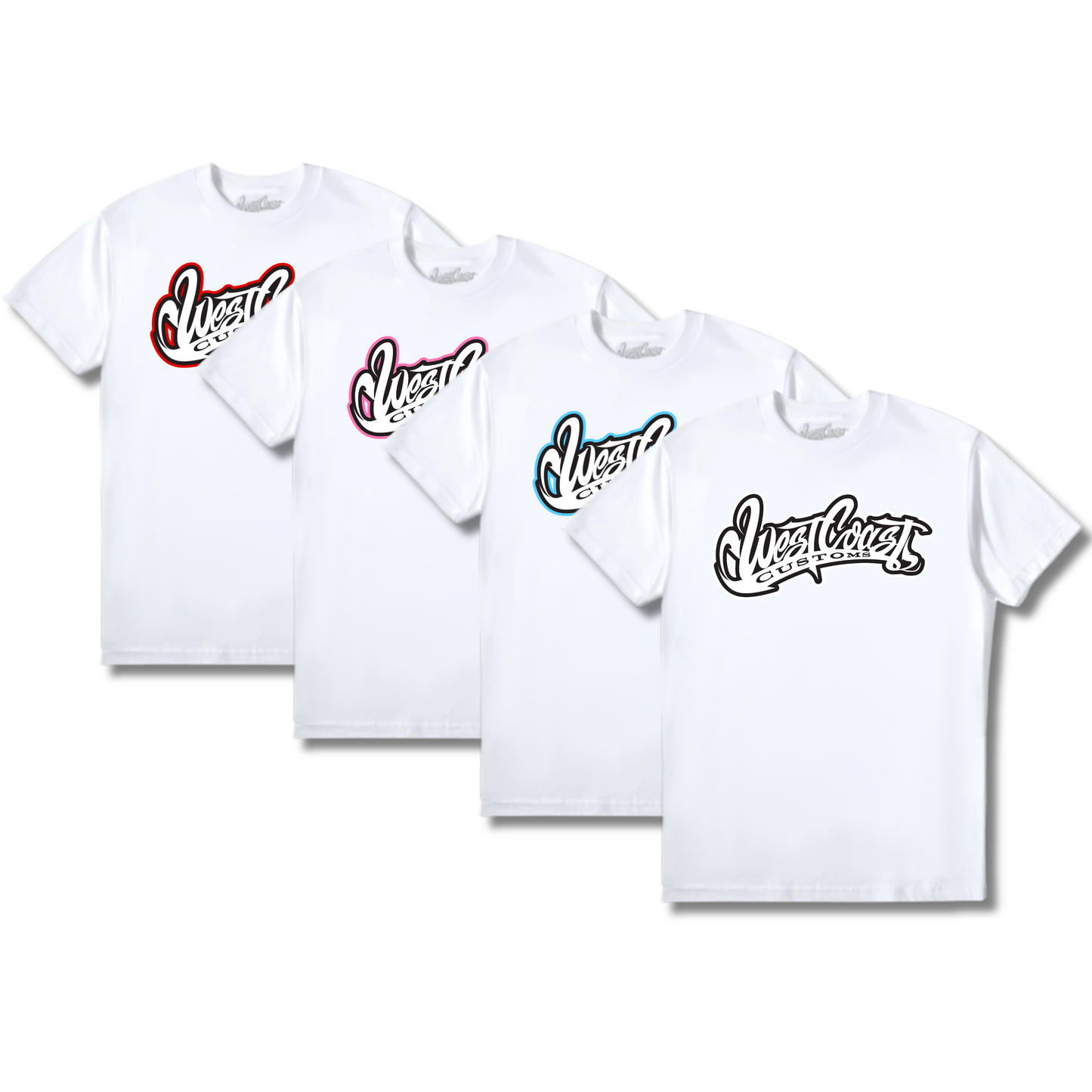 WCC White Tee-Multicolor Outline Edition