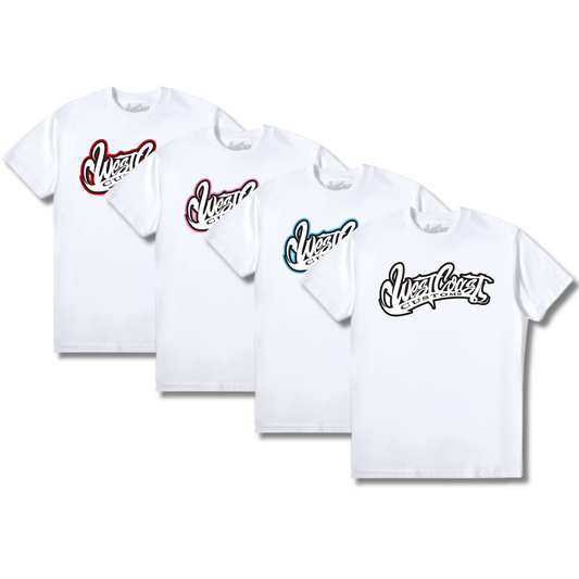 WCC White Tee-Multicolor Outline Edition